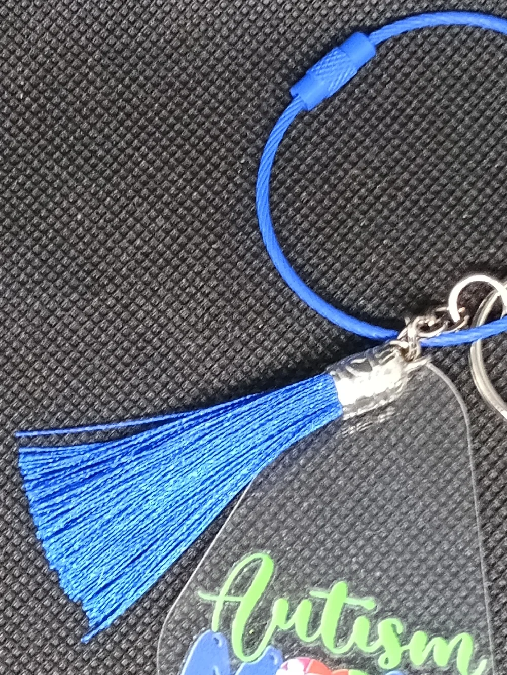 Autism Mom Keychain with Blue Tassel